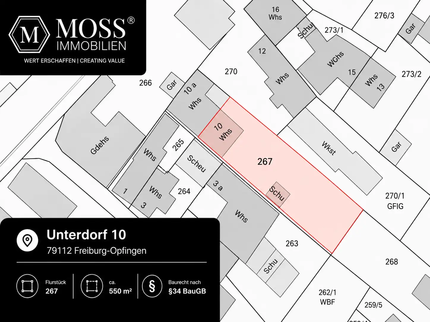 Grundstück in gefragter Ortslage von Freiburg-Opfingen – ca. 560 m² nach §34 BauGB